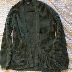 AEO olive green cardigan
